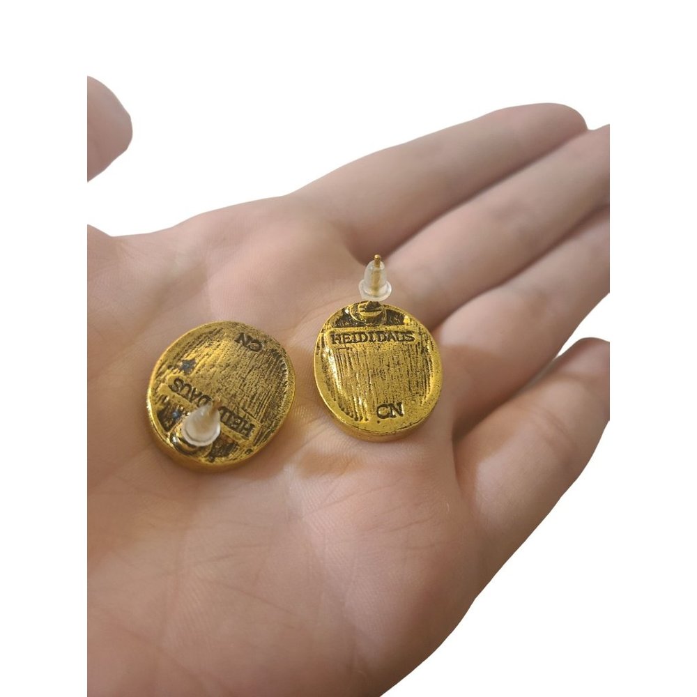 18k Gold Plated Blue Stud Earrings - Picture 2 of 4